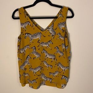 Ann Taylor Petite zebra and yellow tank top